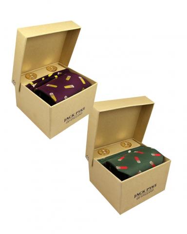 Coffret Jack Pyke - cravate et boutons de manchette - Coffret Cravate Bordeaux + boutons