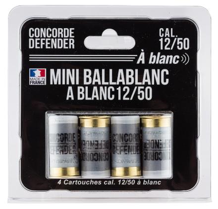 4 cartouches Mini Ballablanc cal. 12/50 à blanc - 4 cartouches Mini Ballablanc cal. 12/50 - Blanc
