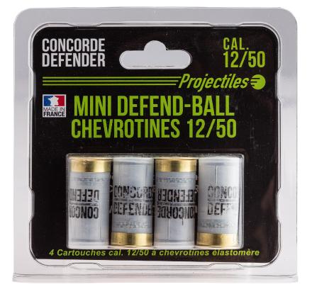4 cartouches Mini Defend-Ball cal. 12/50 chevrotine Elastomere - 4 cartouches Mini Defend-Ball cal. 12/50 - chevrotine