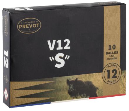 Cartouches Prevot à balle V12 ''S''  demi-blindée - Cal. 12/70