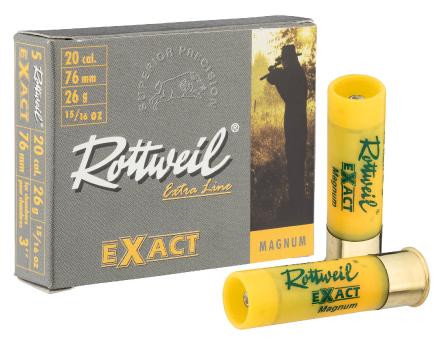 Cartouches Rottweil Exact Magnum - Cal. 20/76 - EXACT MAG. Cal.20-76, culot de 16, 26 gr, Balle demi-Blindée expansive