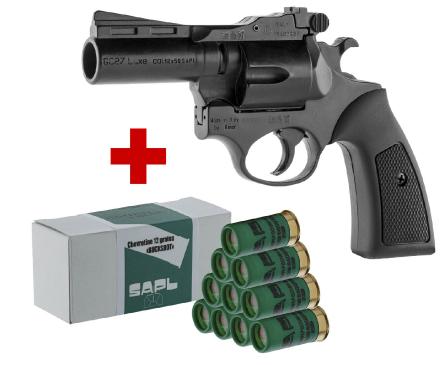 SAPL - Pack Pistolet Gomm-Cogne SAPL GC27 Luxe noir + 1 boîte 12/50 chevrotine SAPL x10 cartouches - PACK SAPL GC27 LUXE CALIBRE 12/50 +BOITE X10 CHEVROTINE