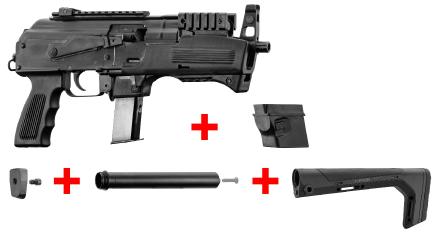 PACK Pistolet Chiappa PAK 9 en calibre 9x19 mm + Crosse fixe HERA ARMS + adaptateur chargeur Glock - *B* PACK CHIAPPA FIRE ARMS PAK 9 CROSSE FIXE